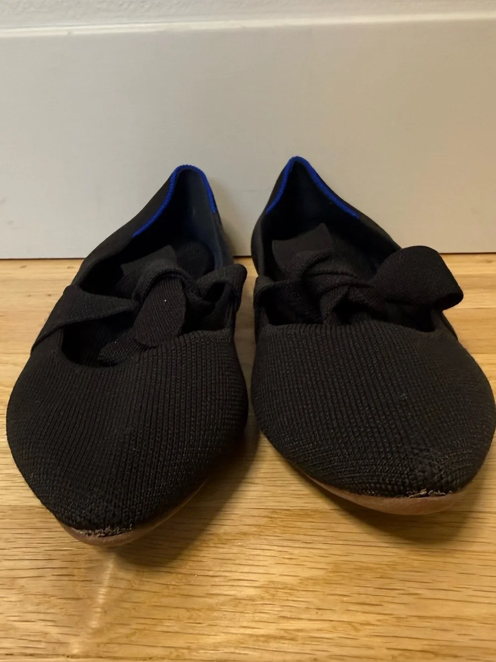 Rothy’s Pointed Toe Mary Jane Bow Tie Flat In Black Sz US W8.5